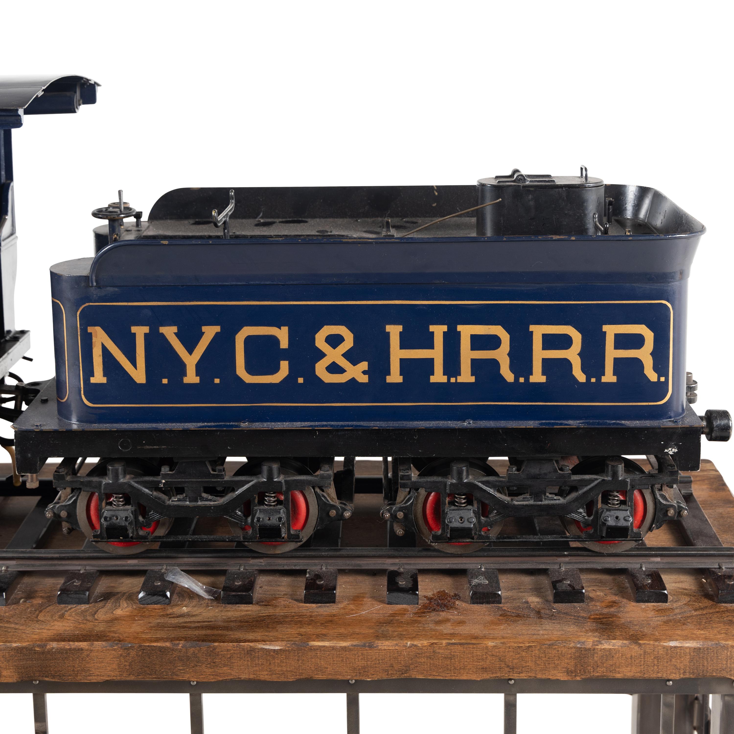 A 7 1/2-Inch Gauge Live-Steam Model Train of a New York Central and Hudson River Rail Road Engine and Tender with Stand