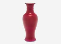 A Chinese Ruby Enameled Porcelain Baluster Vase