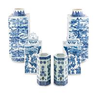 Three Pairs of Chinese Blue and White Porcelain Vases