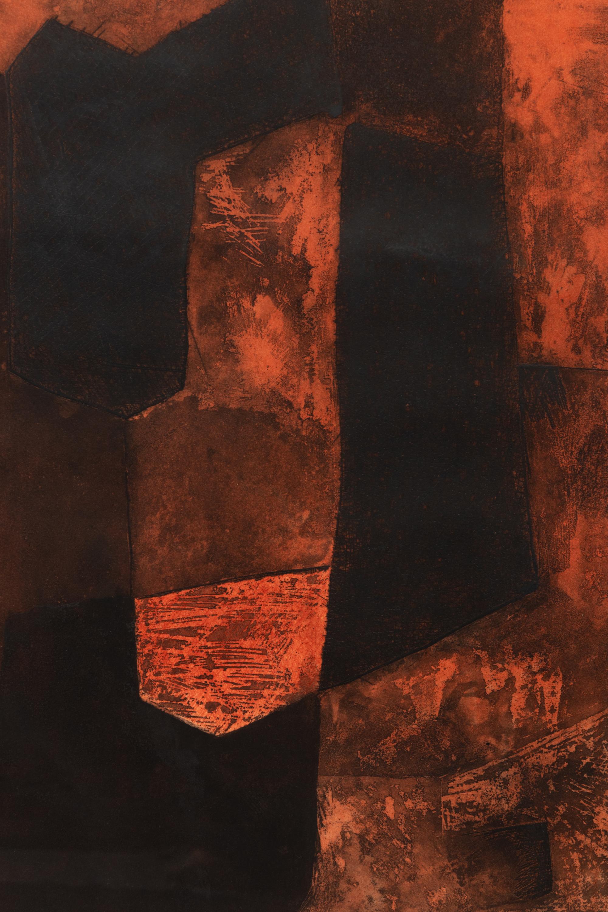 Composition brune et rouge