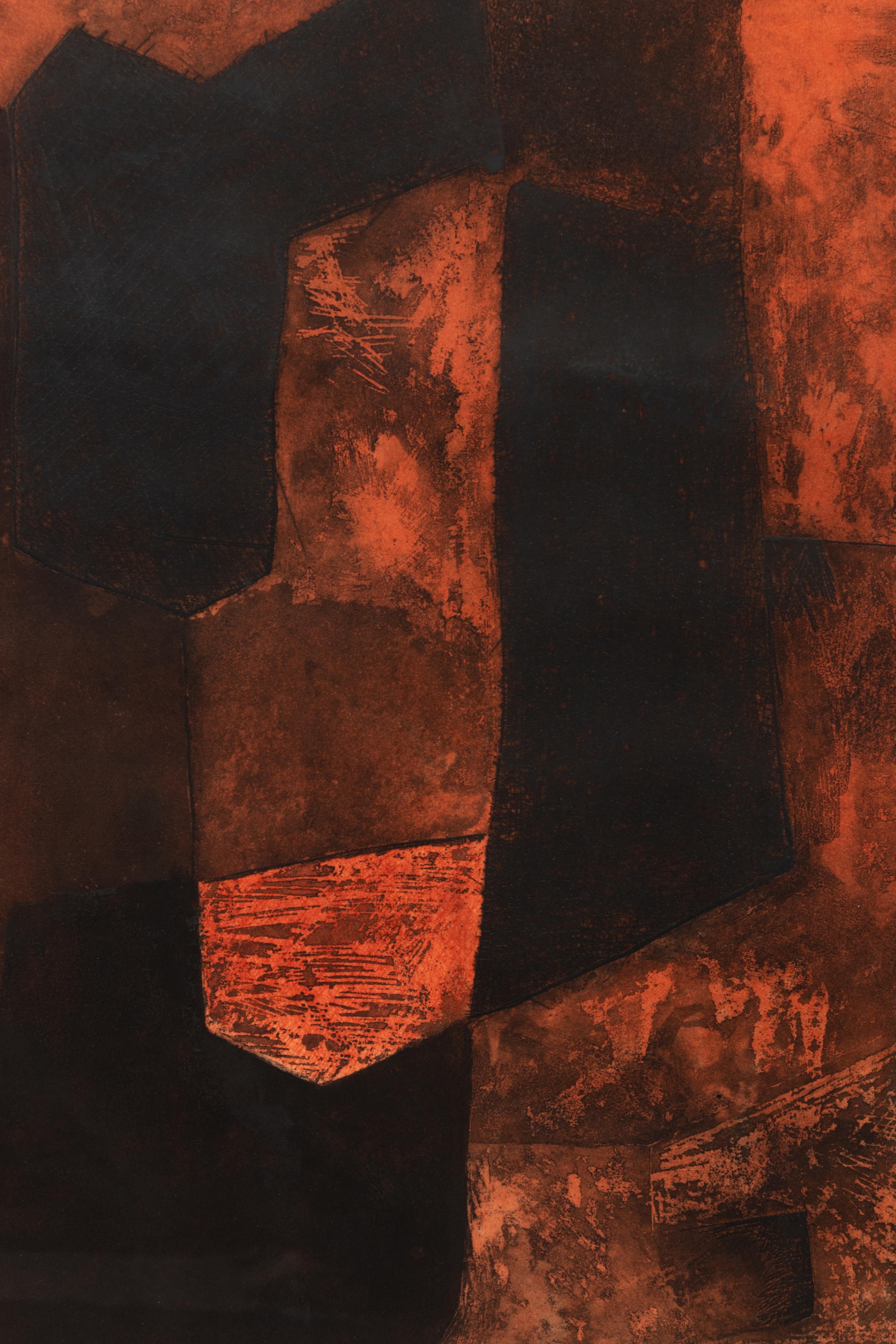 Composition brune et rouge