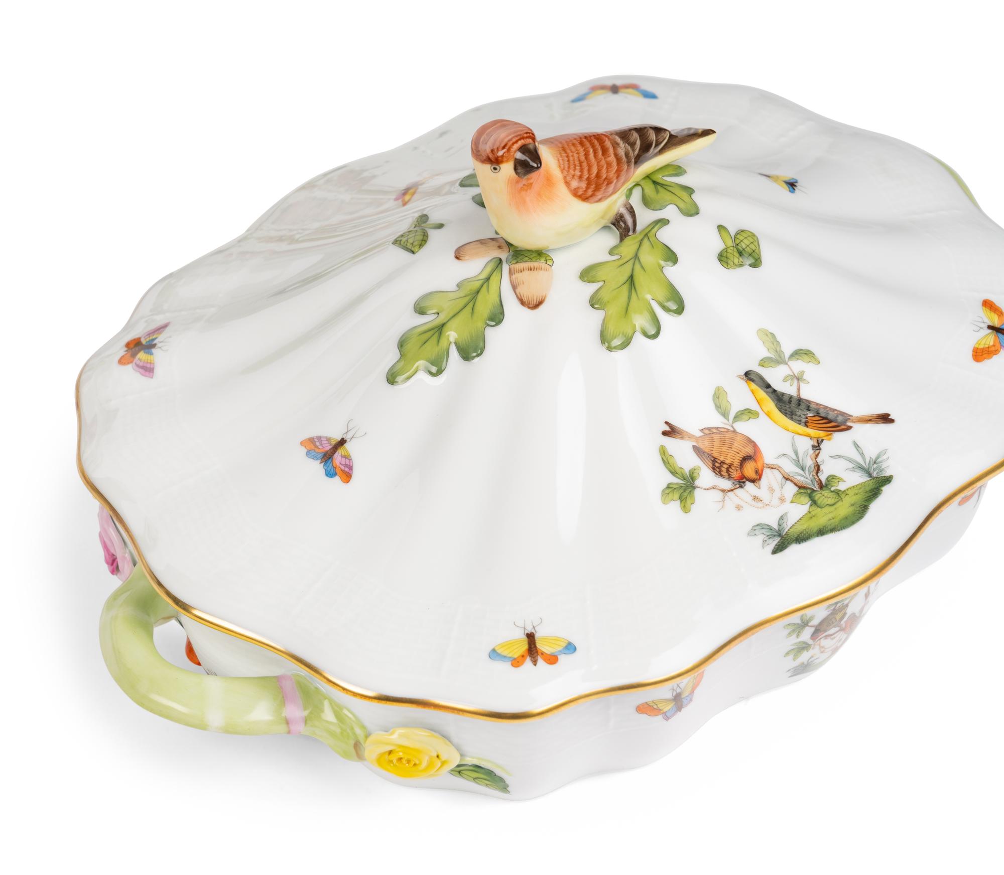 A Collection of Herend Rothschild Bird Porcelain Table Articles