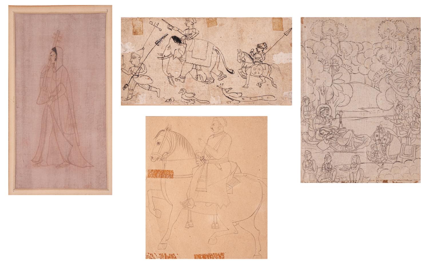 Four Indian Miniature Drawings
