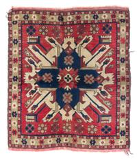 A Caucasian Wool Rug 3 feet 5 1/2 inches x 3 feet 5 1/2 inches. — EARLY 20TH CENTURY