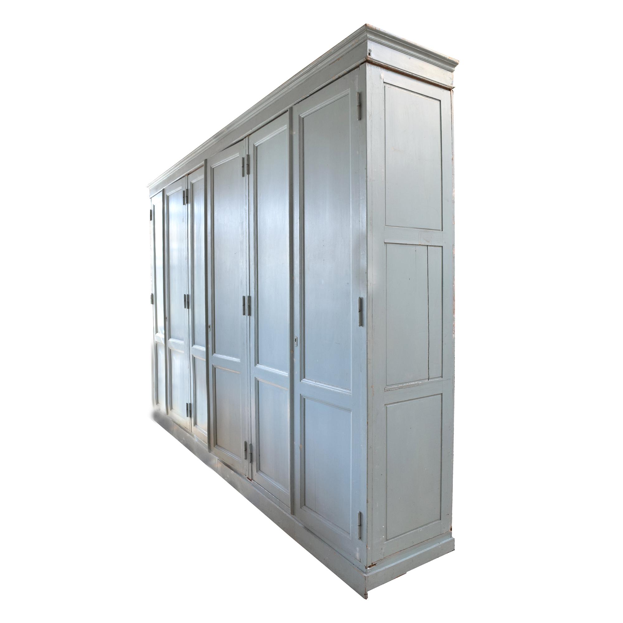 A Painted Six Door Cabinet 162" W x 25" D x 110.5" H — Italy, Circa 1900