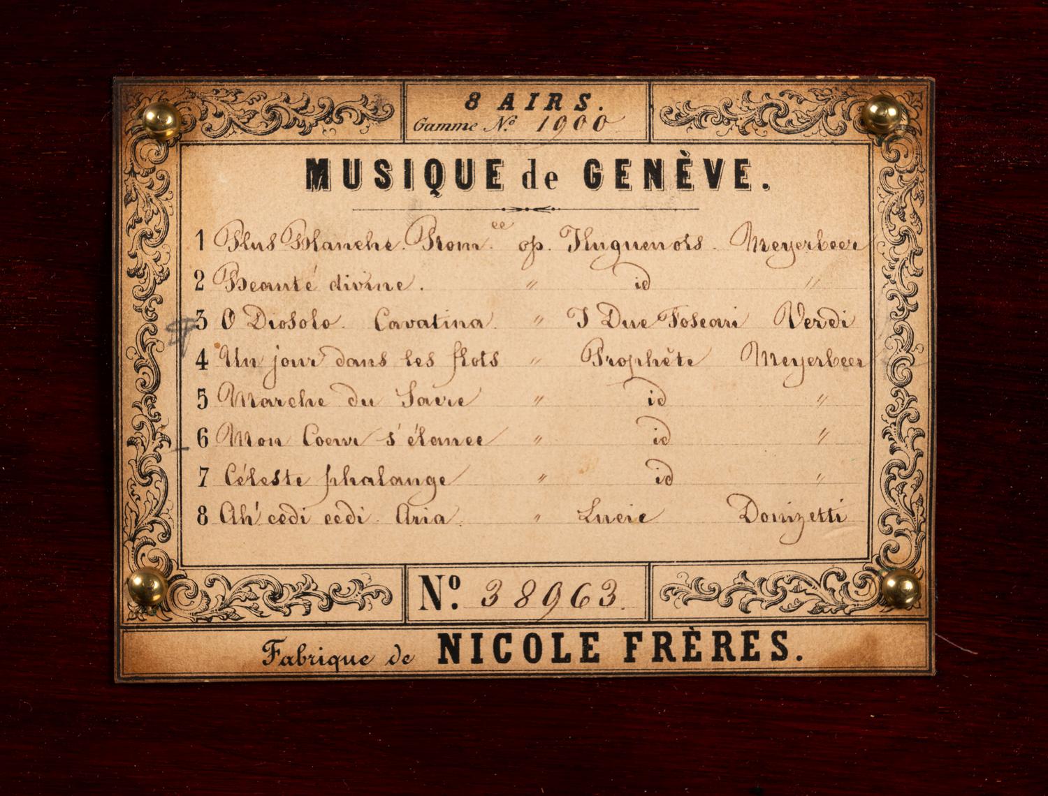 A Keywind Eight-Air Music Box by Nicole Frères