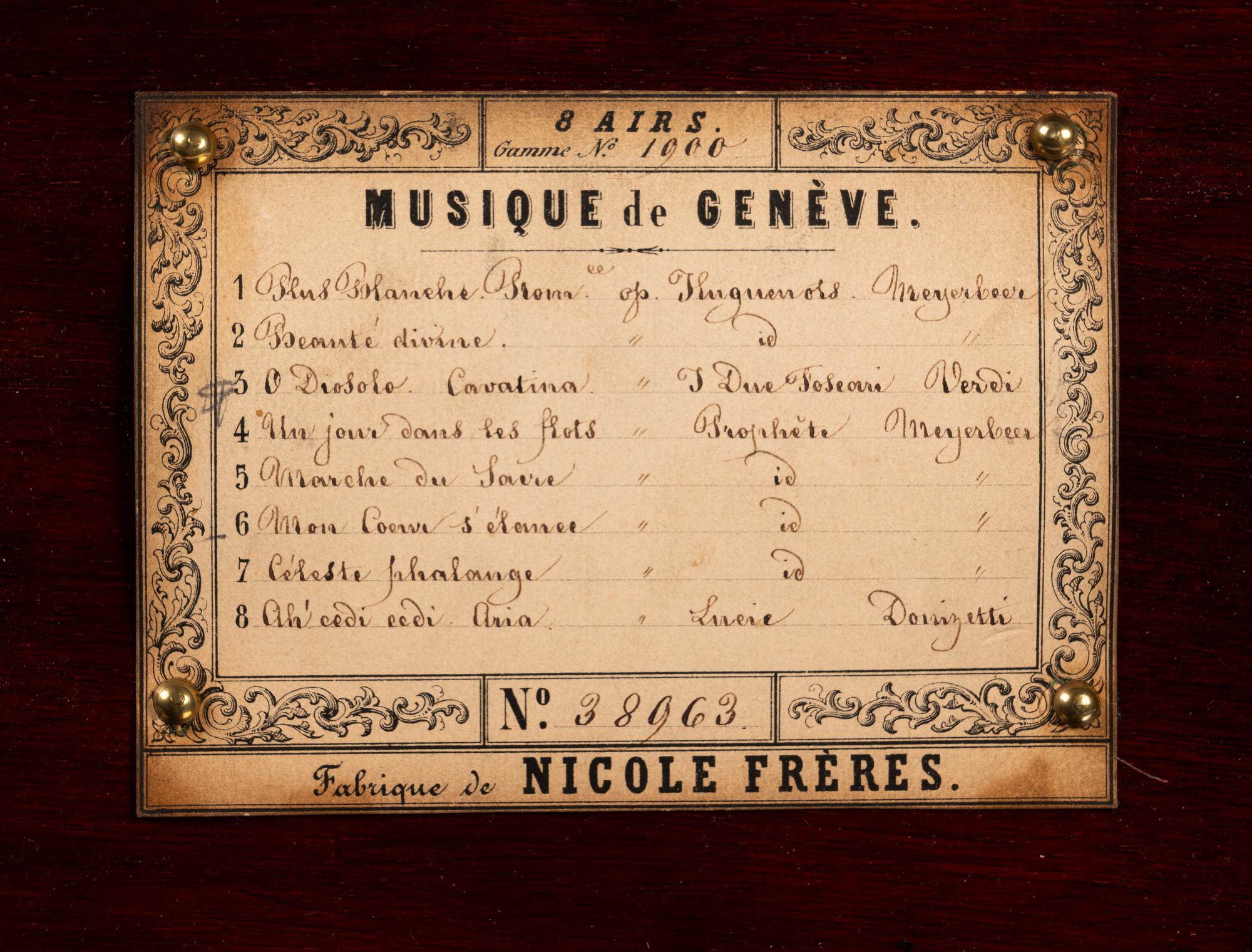 A Keywind Eight-Air Music Box by Nicole Frères