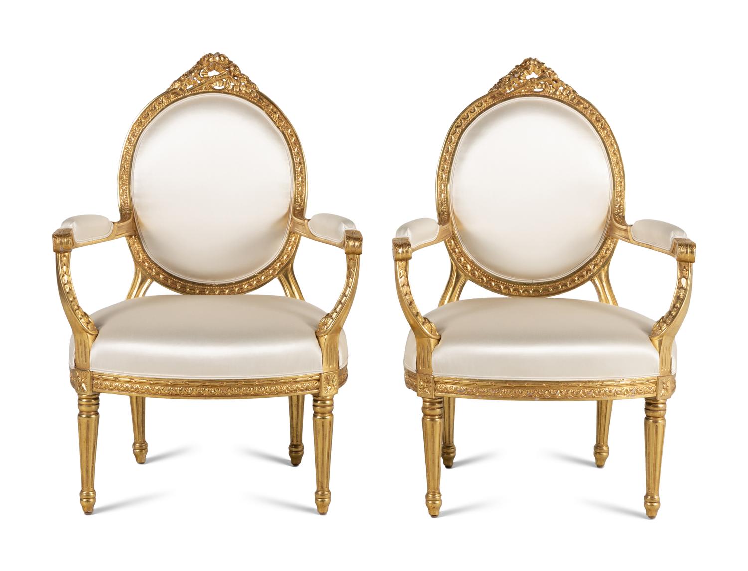 A Pair of Nancy Corzine Giltwood Armchairs