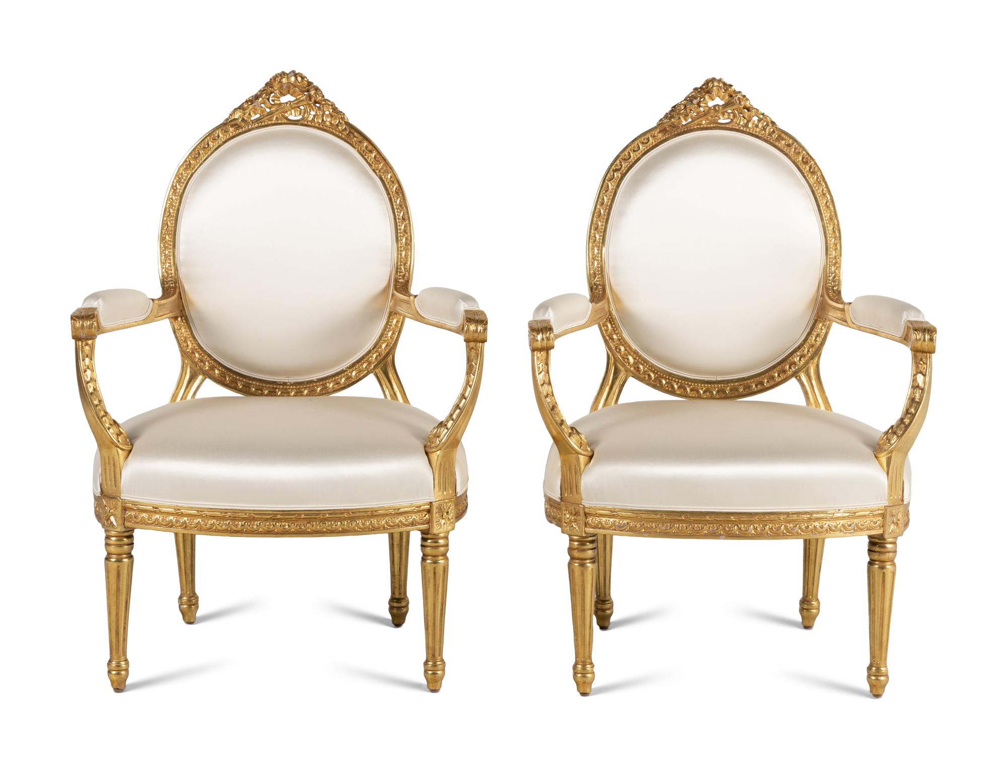 A Pair of Nancy Corzine Giltwood Armchairs