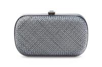 A Bottega Veneta Grey Intrecciato Leather Clutch, 6.5" x 4" x 2".
