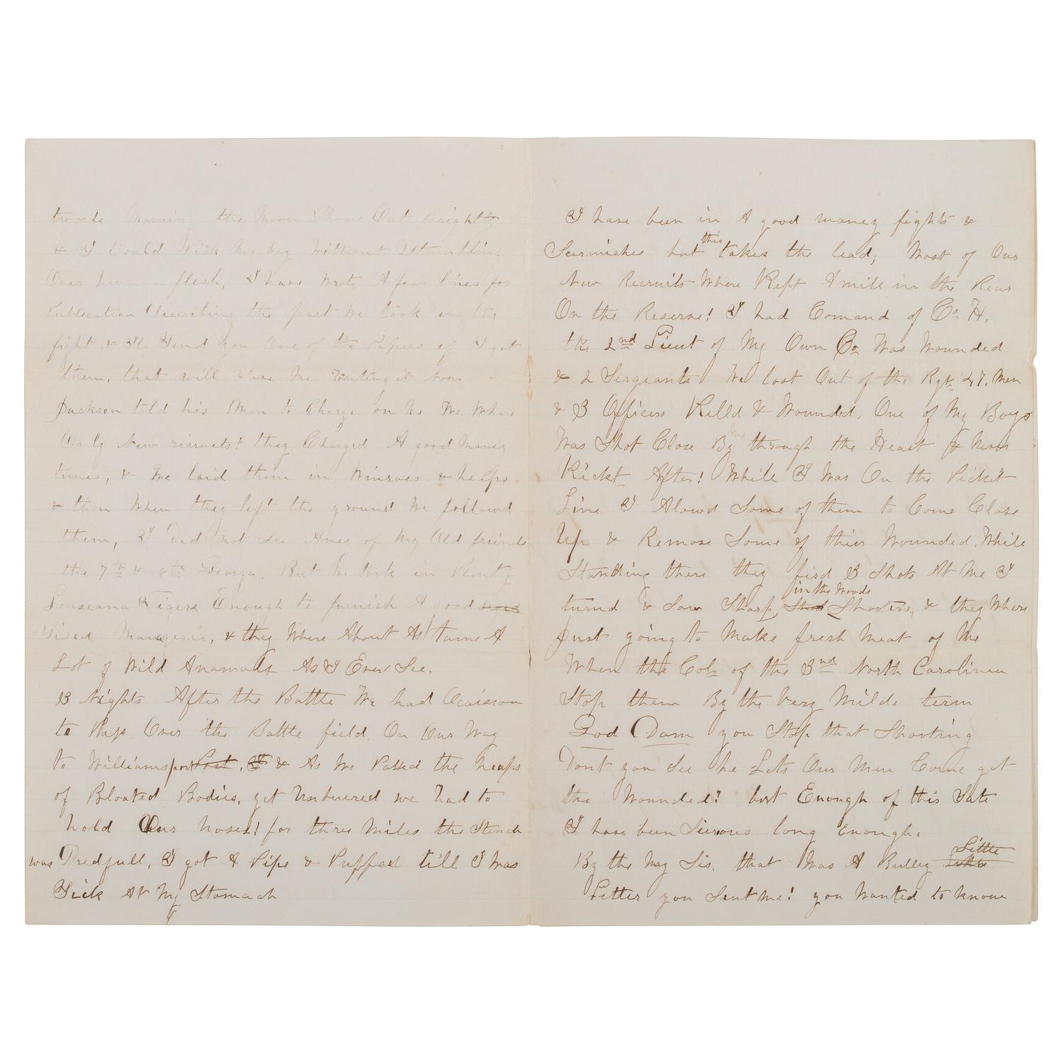 [CIVIL WAR]. 33rd NY Infantry Lieut's letter describing the battle horrors experienced at Antietam. 24 September 1862.