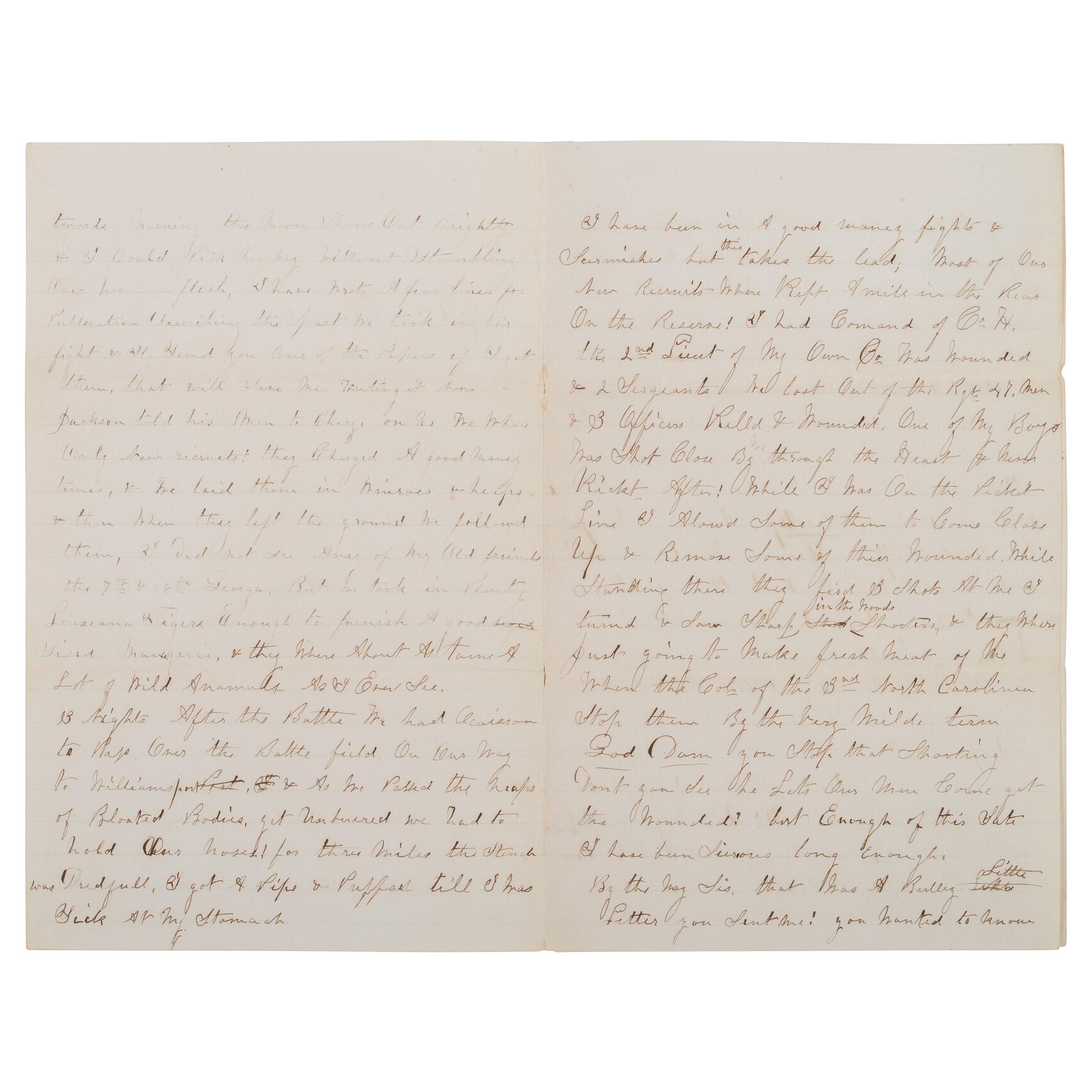 [CIVIL WAR]. 33rd NY Infantry Lieut's letter describing the battle horrors experienced at Antietam. 24 September 1862.