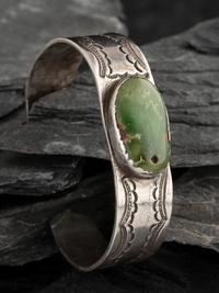 Navajo Ingot and Drilled Cerillos Turquoise Cuff Bracelet