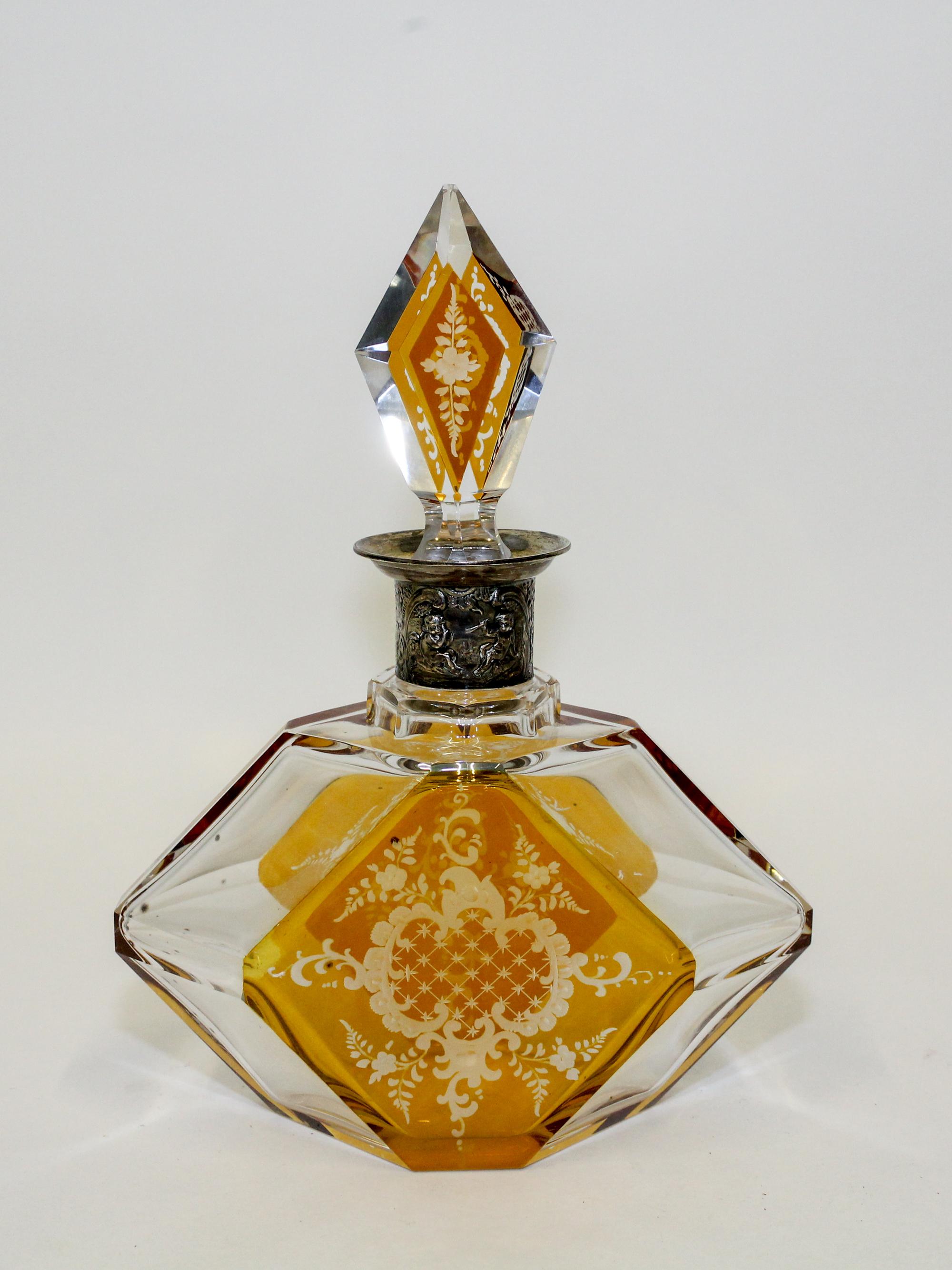 A Bohemian Glass Bottle Height 10 inches. — 19TH/20TH CENTURY