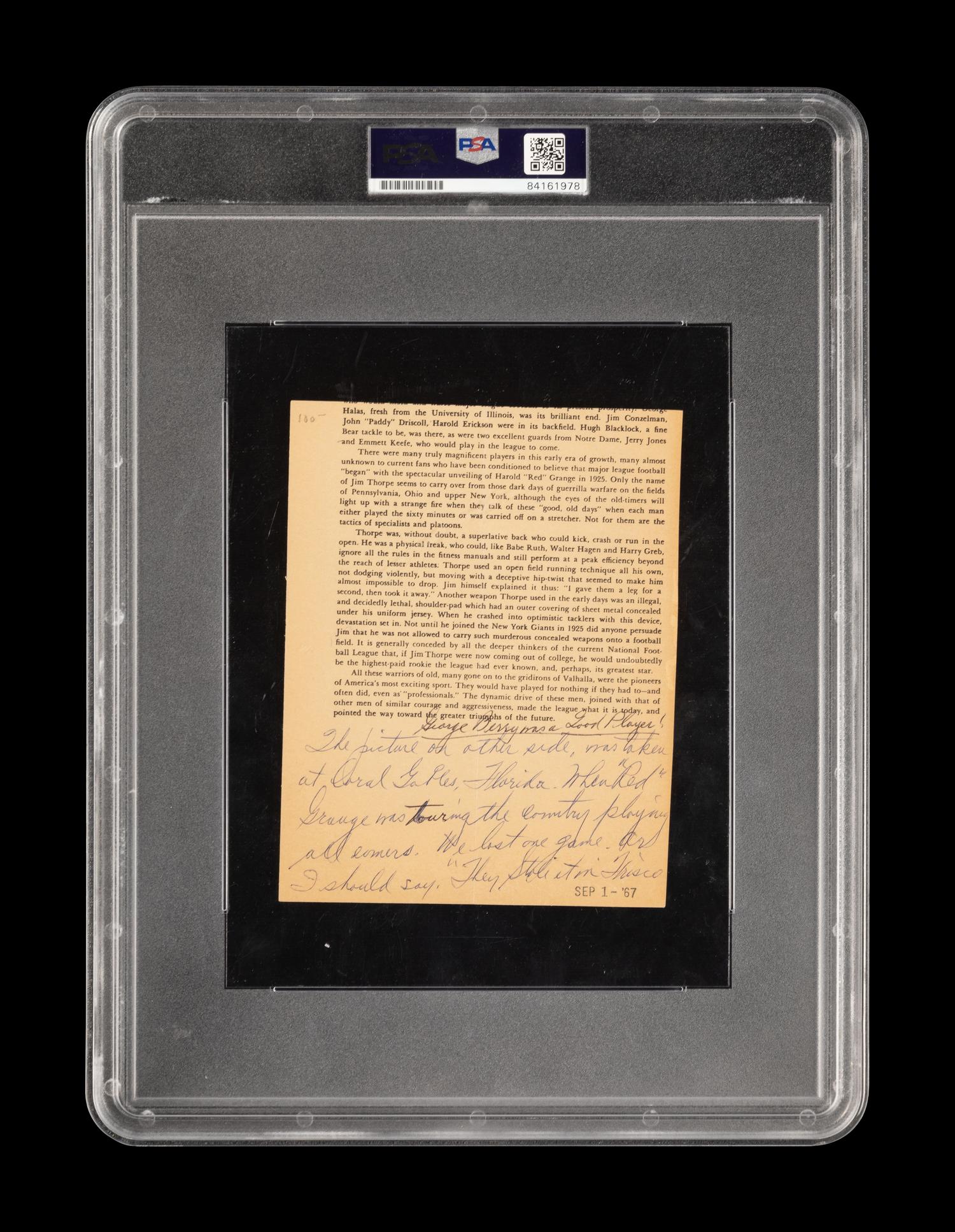 A George Trafton and Charlie Berry Dual Signed Autograph Photo (PSA Certified)
