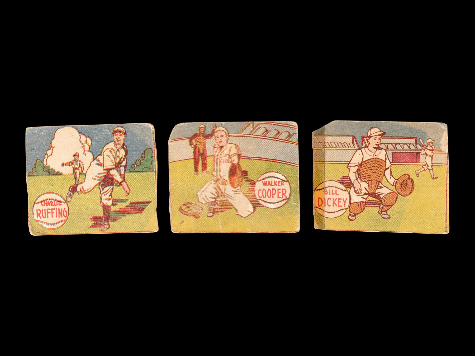 A Group of Three A 1943 M.P. & Co. R302-1 Baseball Cards,