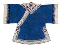 A Blue Ground Embroidered Silk Lady's Robe