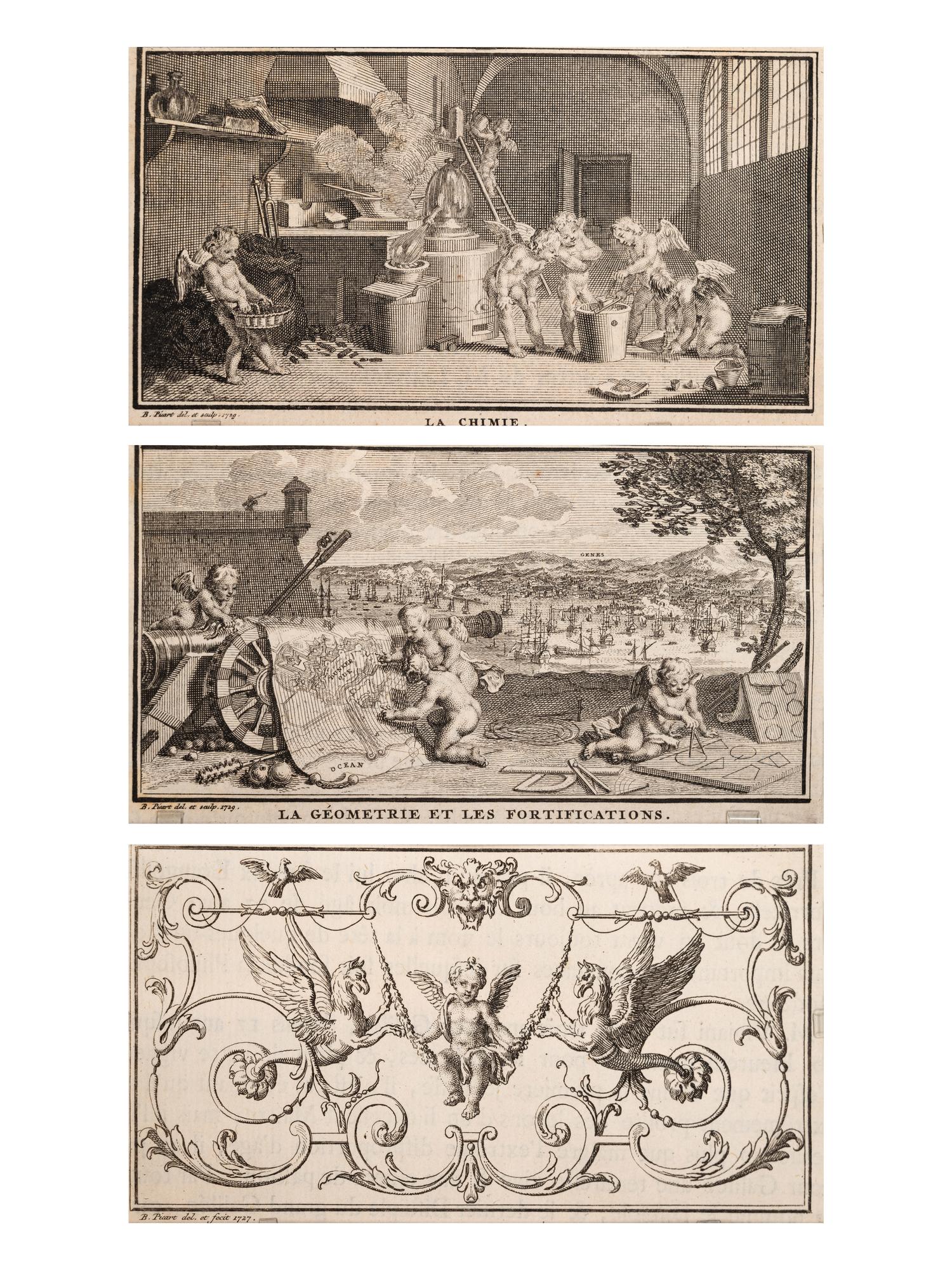 A group of three plates from Oeuvres Diverses de M. de Fontenelle de l'academie