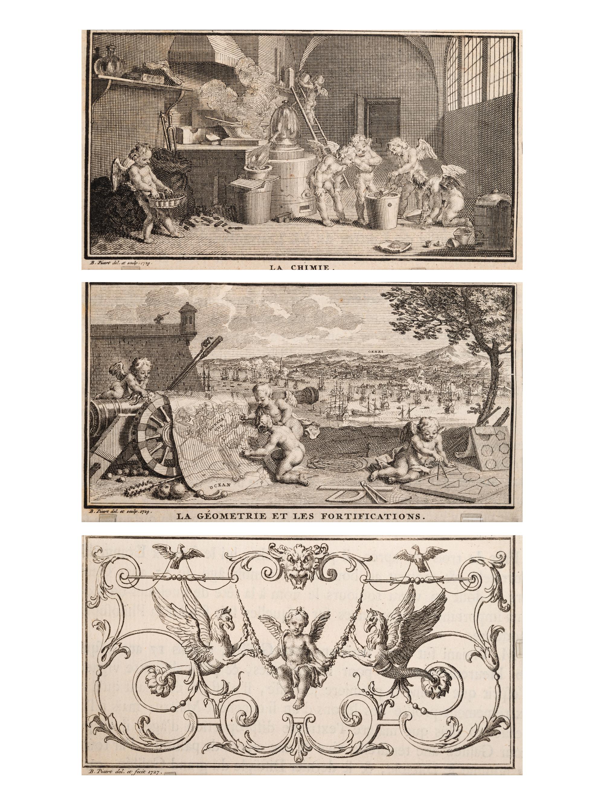 A group of three plates from Oeuvres Diverses de M. de Fontenelle de l'academie