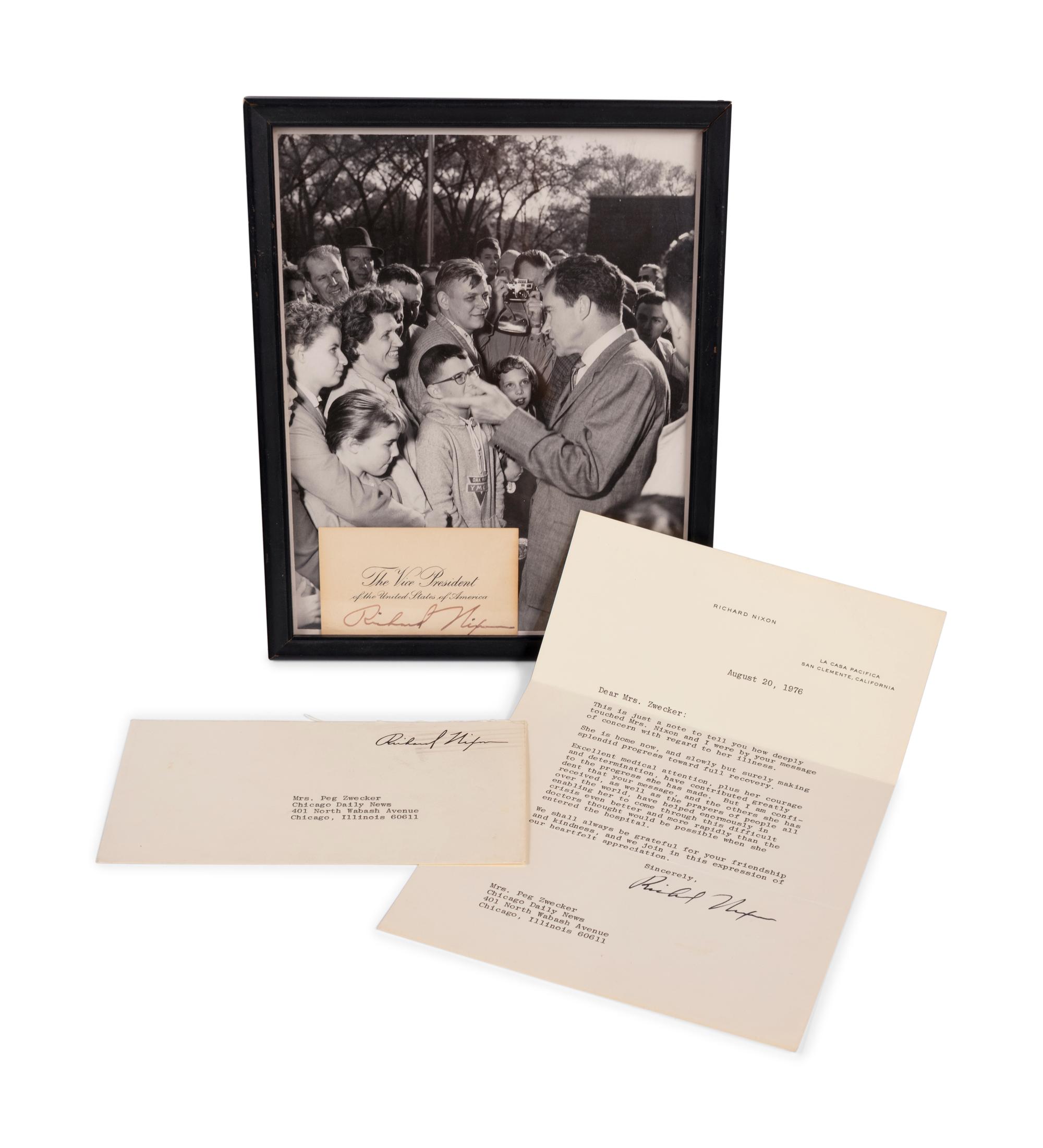 (Politics) NIXON, Richard M. (1913-1994). A personal, hand-signed letter from Former President Richard M. Nixon regarding his wife, Pat Nixon’s health: