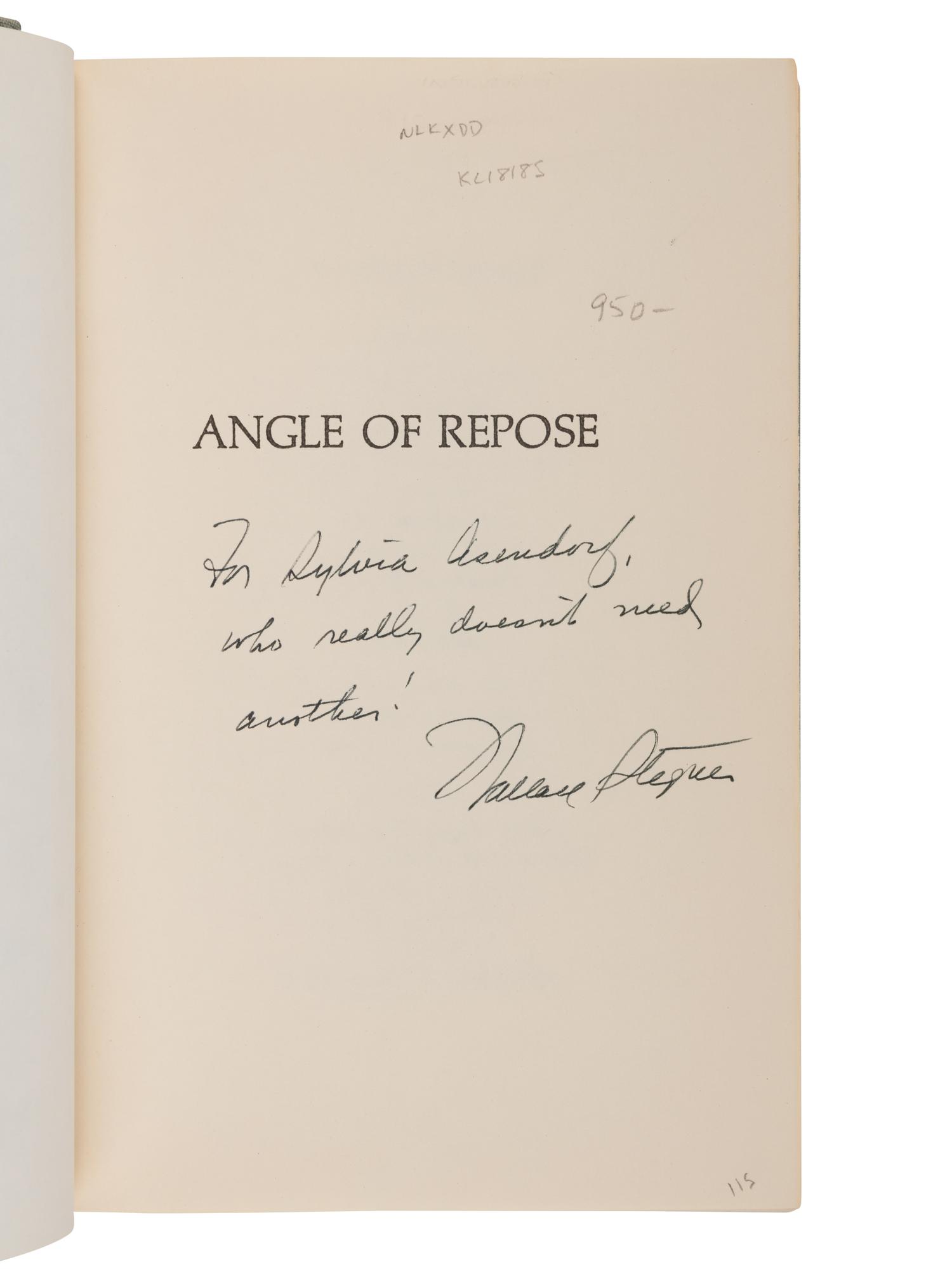 STEGNER, Wallace (1909-1993). Angle of Repose . Garden City, NY: Doubleday & Company, Inc., 1971.