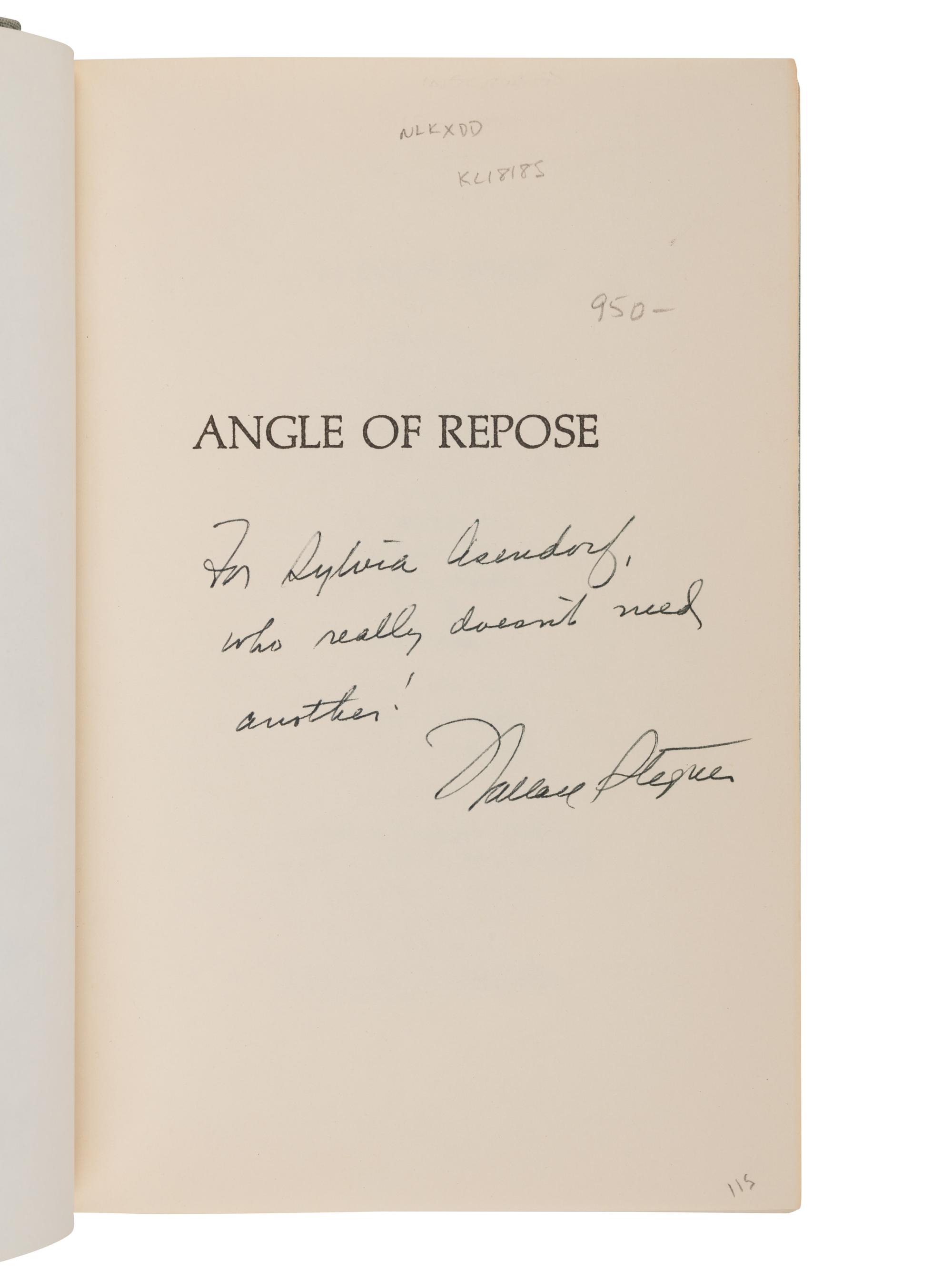 STEGNER, Wallace (1909-1993). Angle of Repose . Garden City, NY: Doubleday & Company, Inc., 1971.