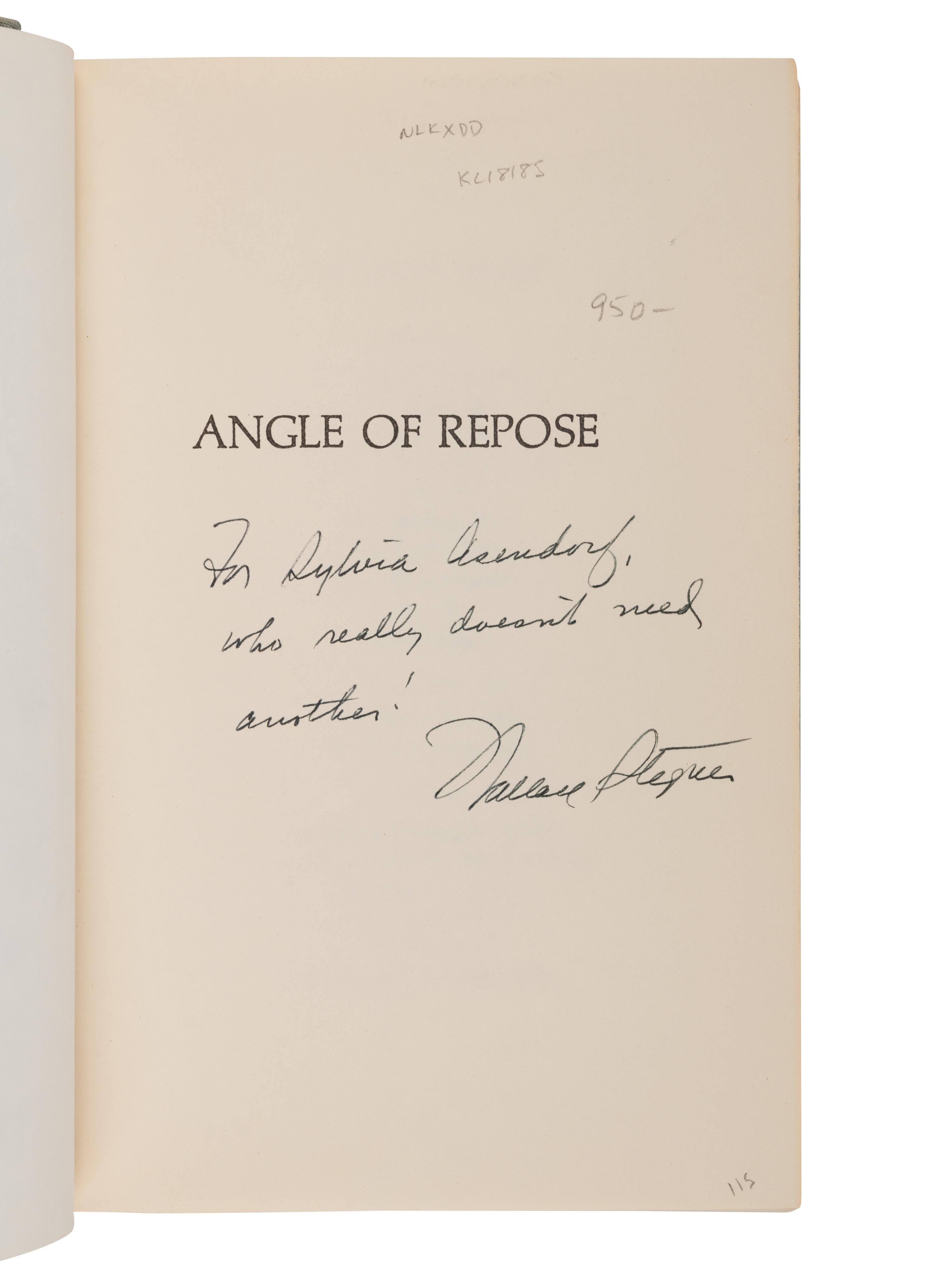 STEGNER, Wallace (1909-1993). Angle of Repose . Garden City, NY: Doubleday & Company, Inc., 1971.