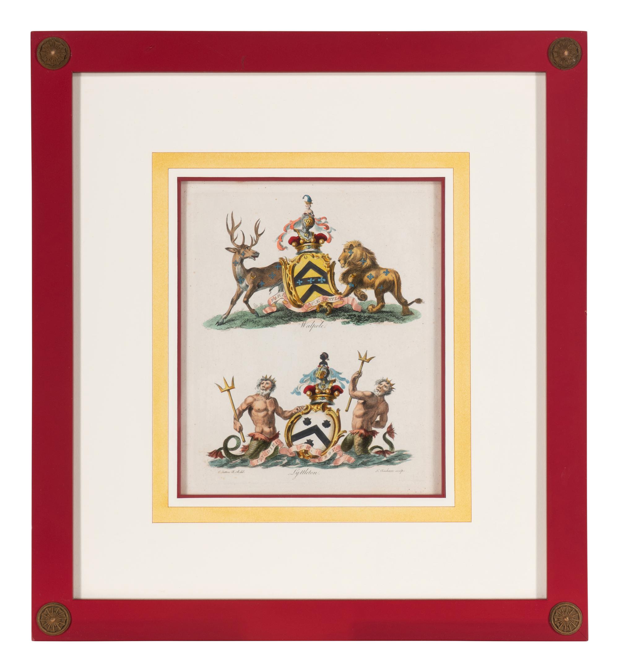 A Set of Ten English Engravings of Coats of Arms