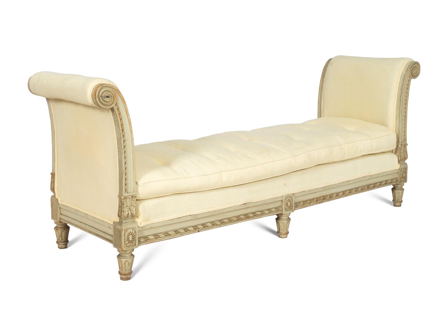 A Louis XVI Style Blue-Painted Daybed