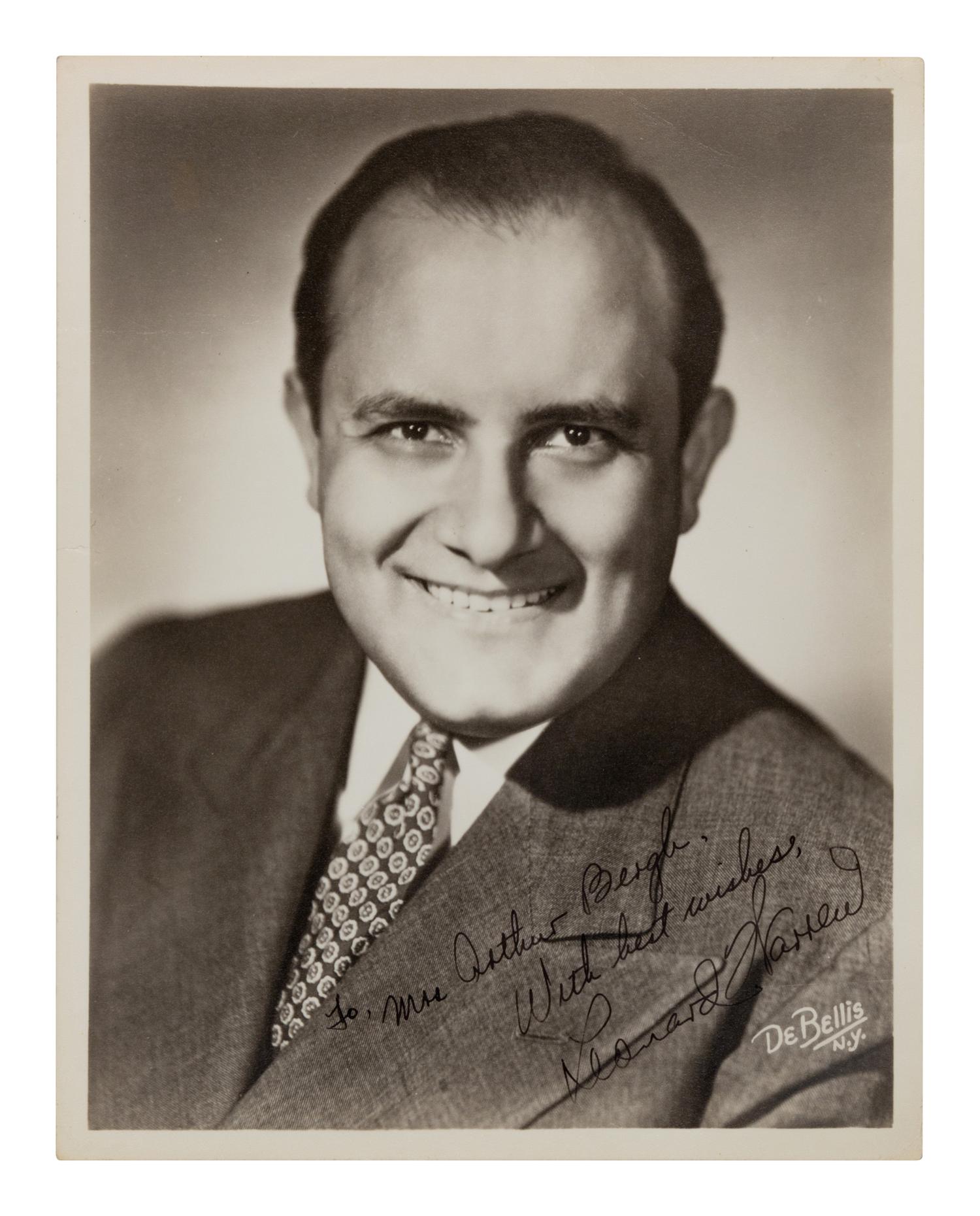 [20TH-CENTURY OPERA SINGERS]. A group of 5 photographs of opera singers from the 1940s, most signed and inscribed, comprising images of: