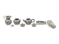Four Chinese Pewter and Pewter Mounted Articles