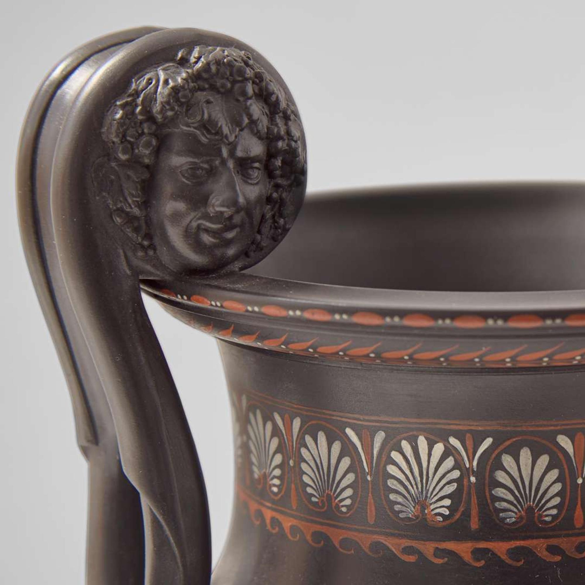 A Wedgwood Encaustic Decorated Black Basalt Volute Krater Vase UK, 1780s