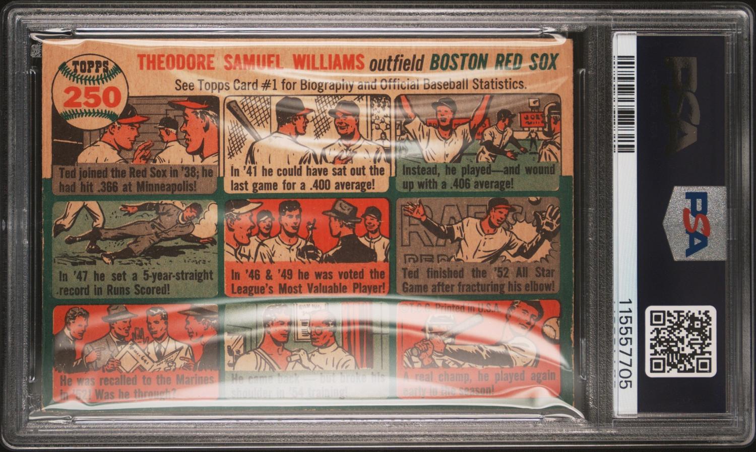 A 1954 Topps Ted Williams Baseball Card No. 250 (PSA 4 VG-EX) from The Collection of David Eisenhower