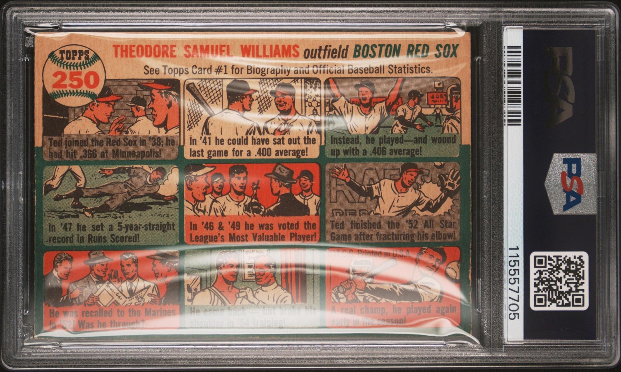 A 1954 Topps Ted Williams Baseball Card No. 250 (PSA 4 VG-EX) from The Collection of David Eisenhower