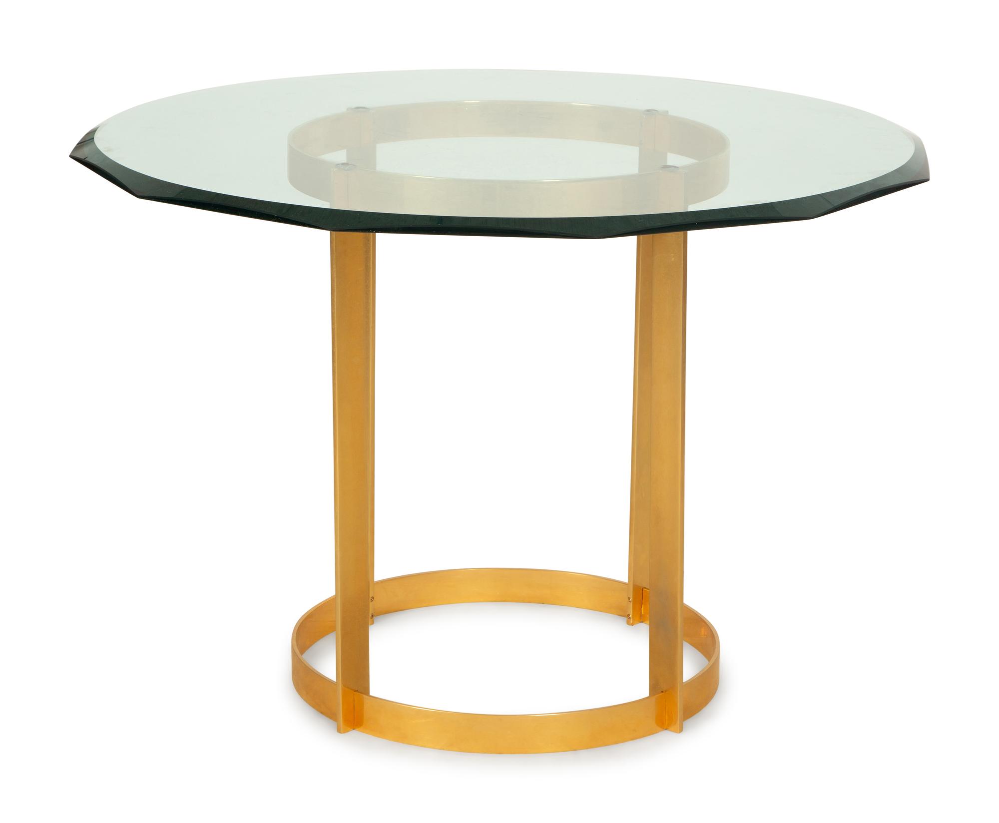 A Contemporary Bronze and Glass Breakfast Table