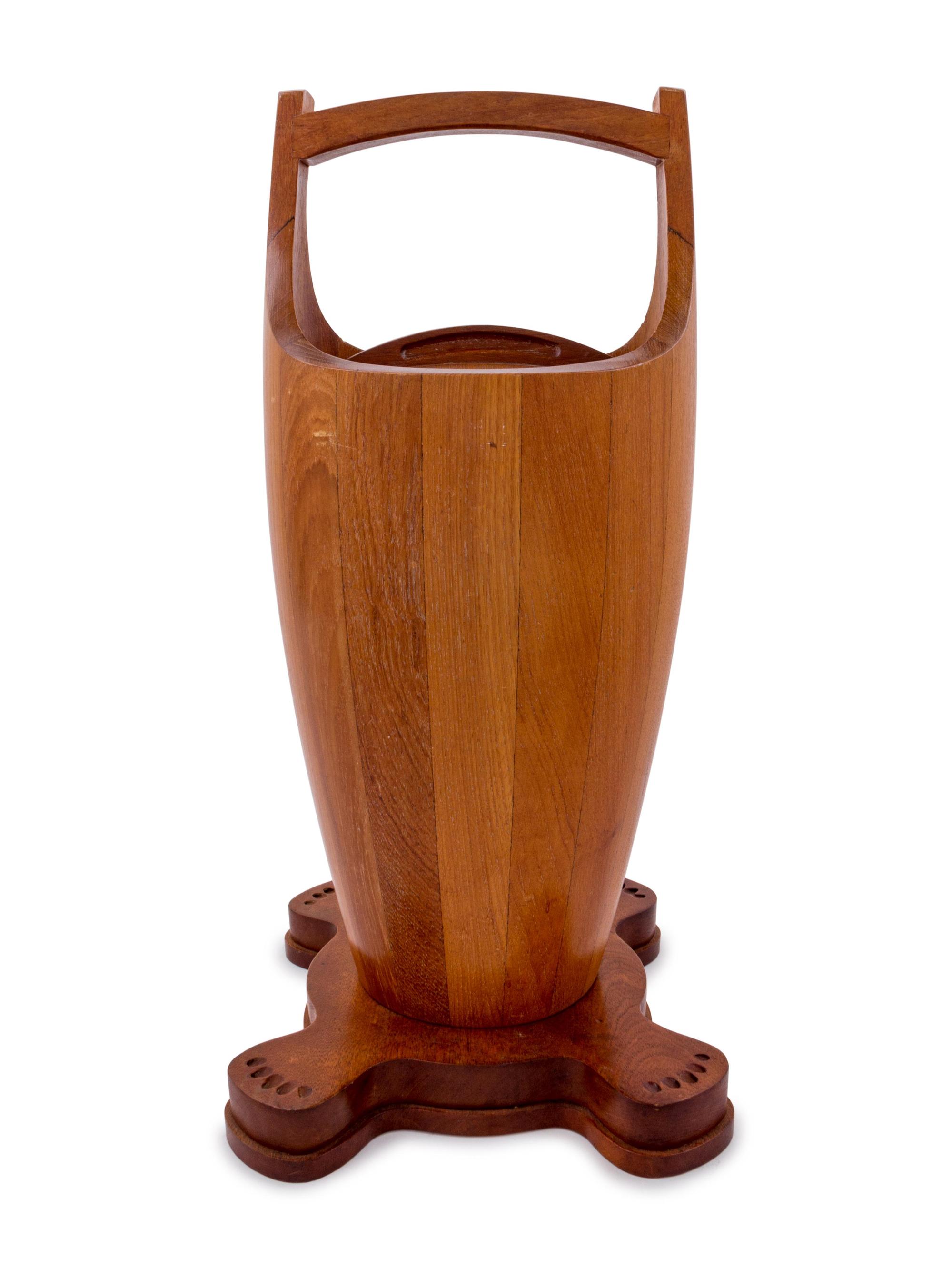 A Danish Teak Waste Pail and Stand