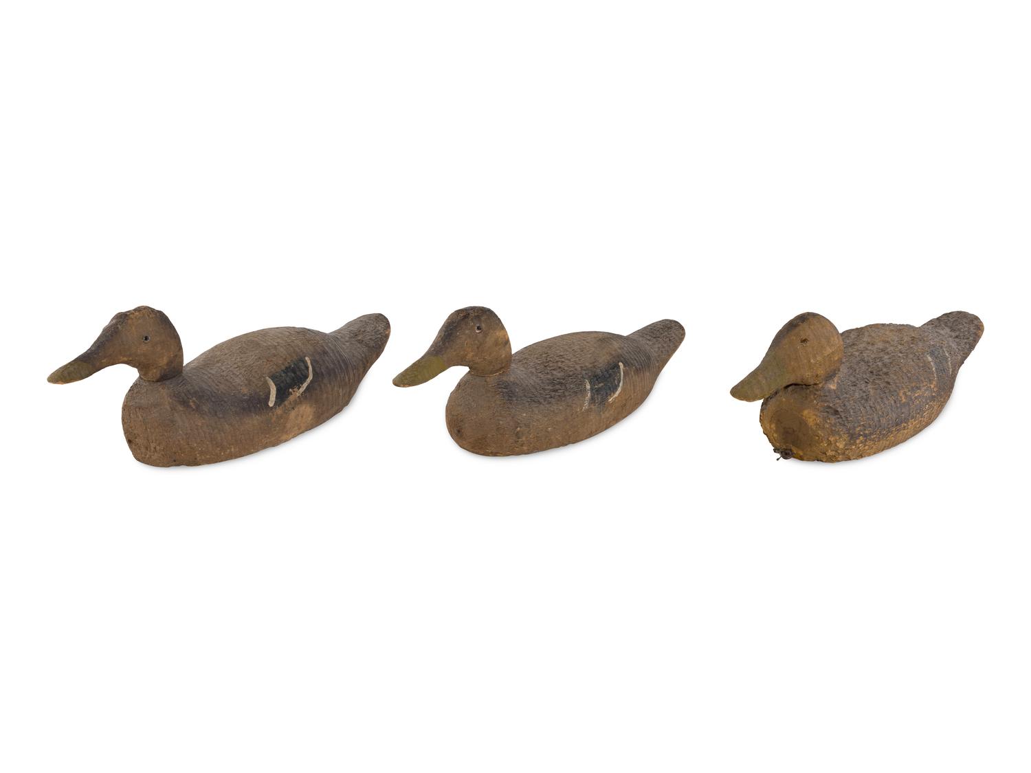 Three Wood Mallard Decoys