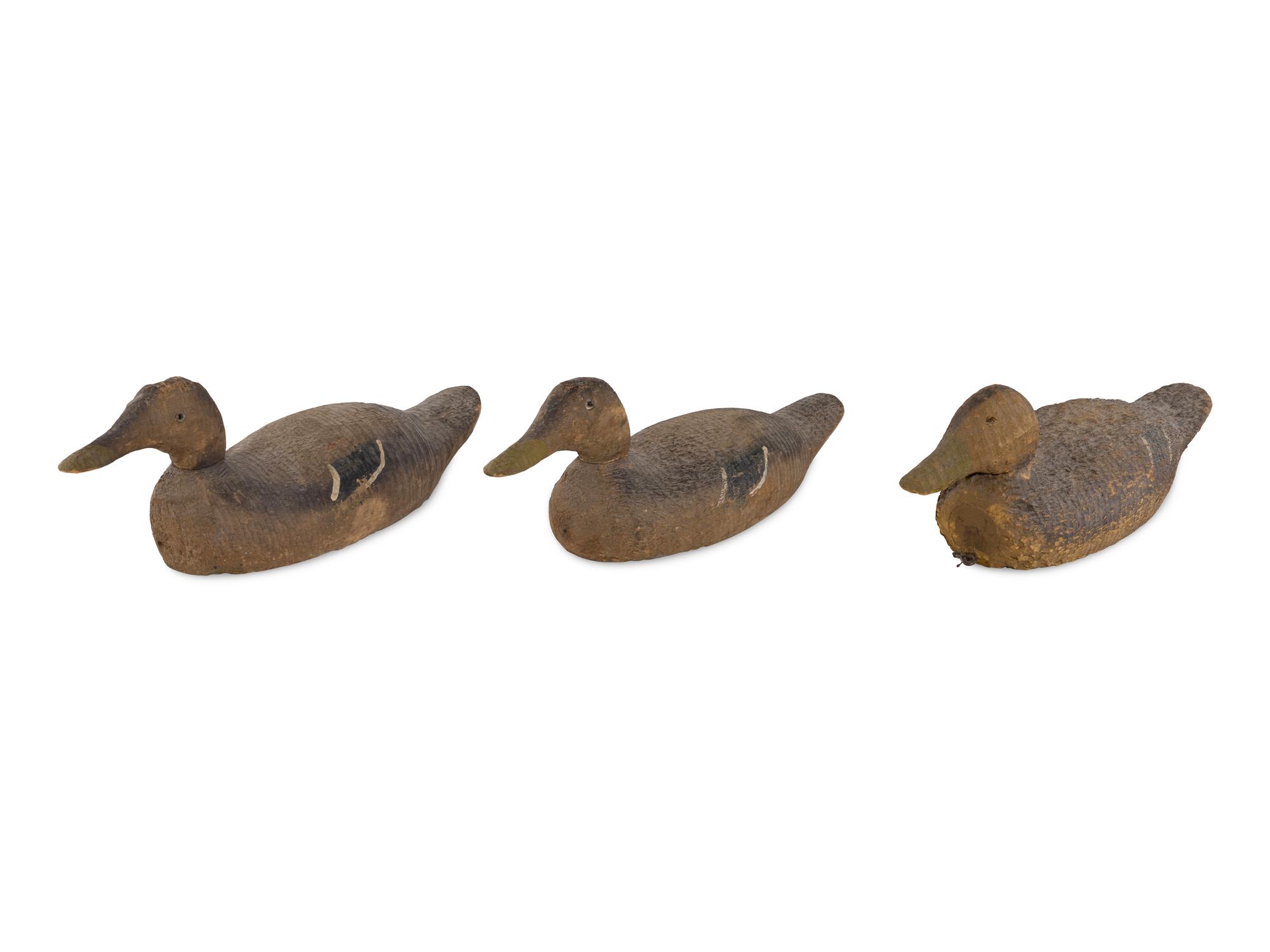Three Wood Mallard Decoys