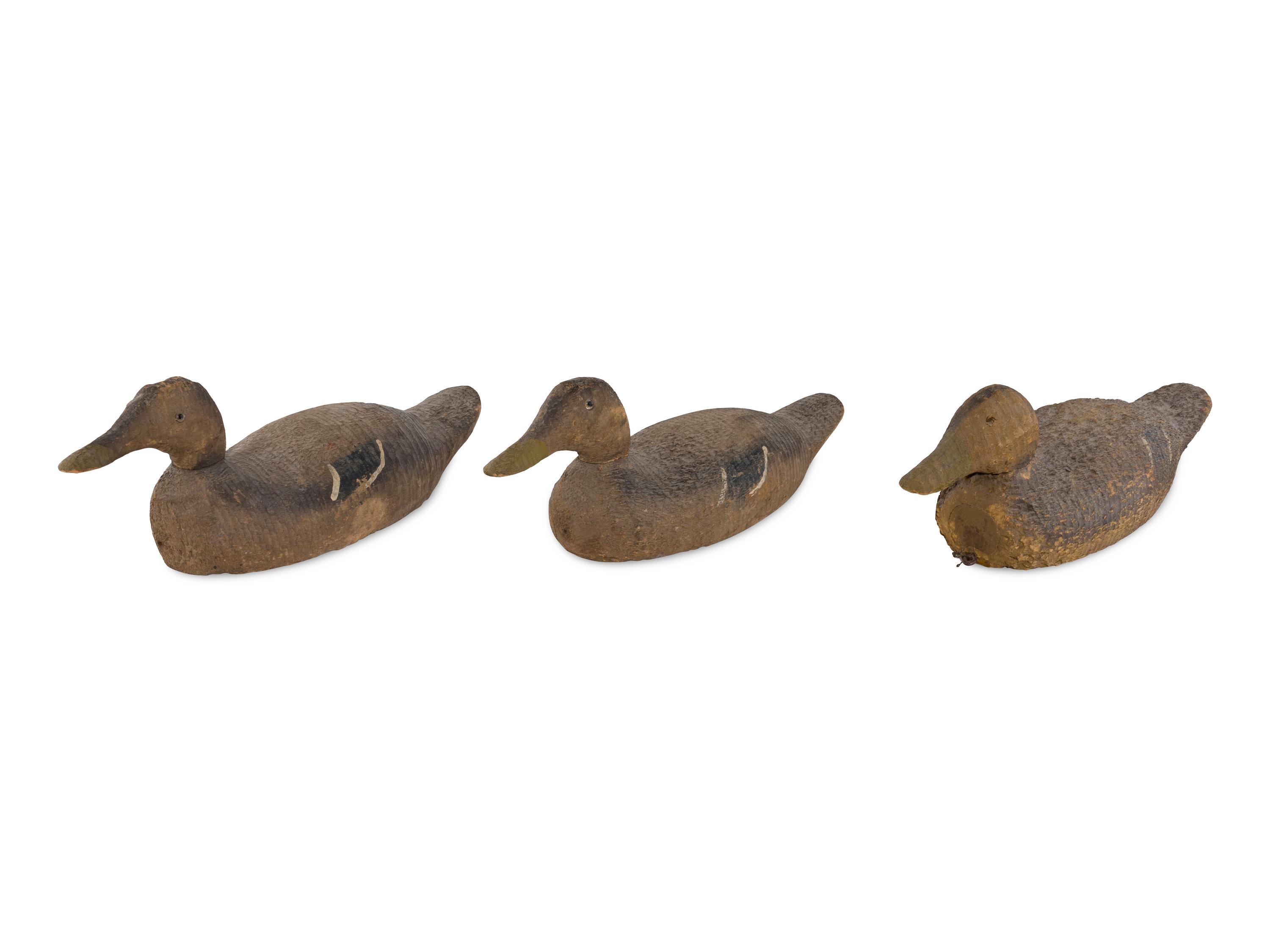 Three Wood Mallard Decoys