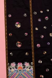 A Set of Aubergine Satin Ground Embroidered Silk Lady's Robe and Skirt