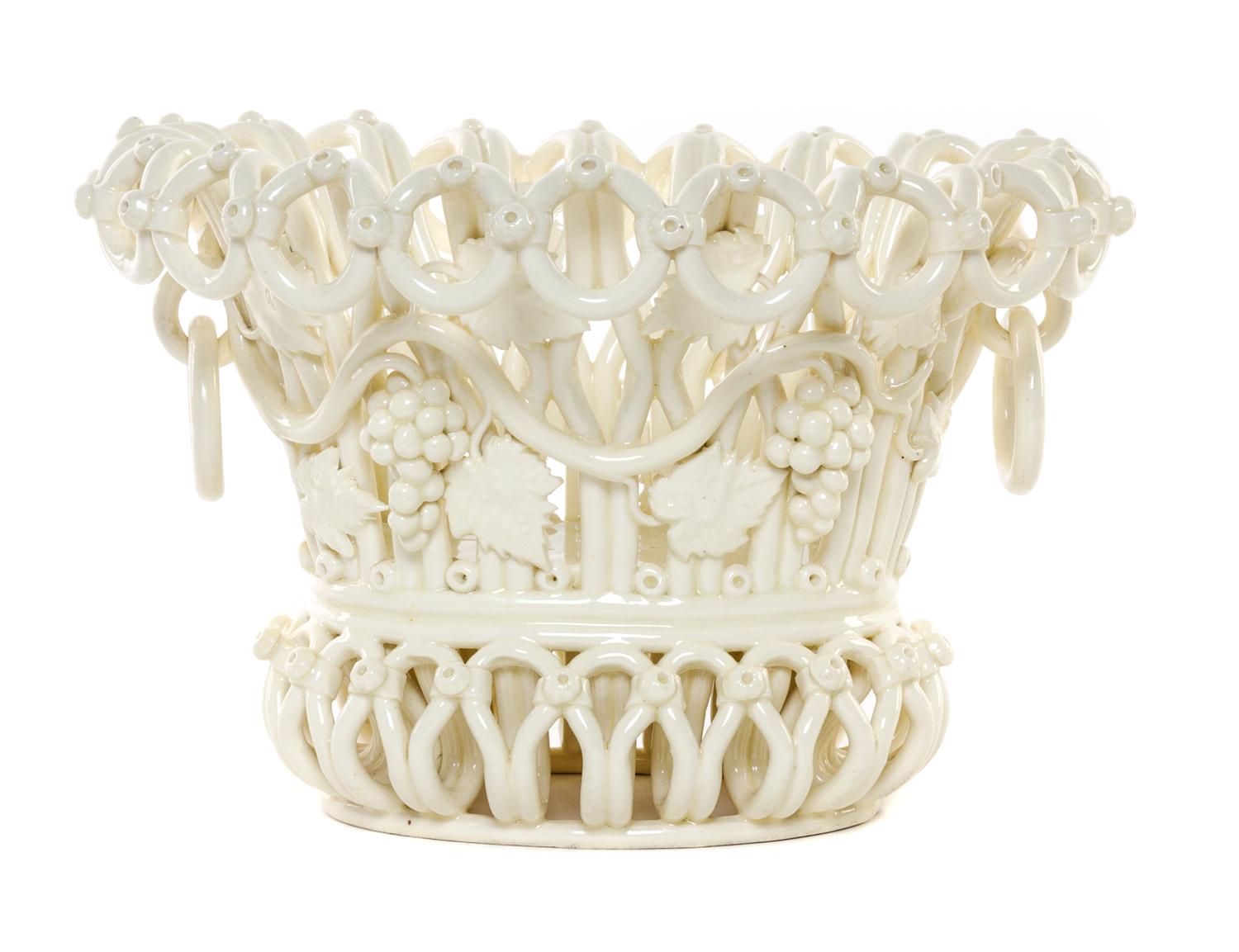 A French Creamware Basket Height 7 1/2 x width 11 3/8 x depth 9 1/4 inches. — CH. BOISSIMON & CIE, LANGEAIS, 19TH CENTURY
