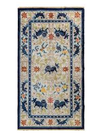 A Chinese Silk Rug with Lions
