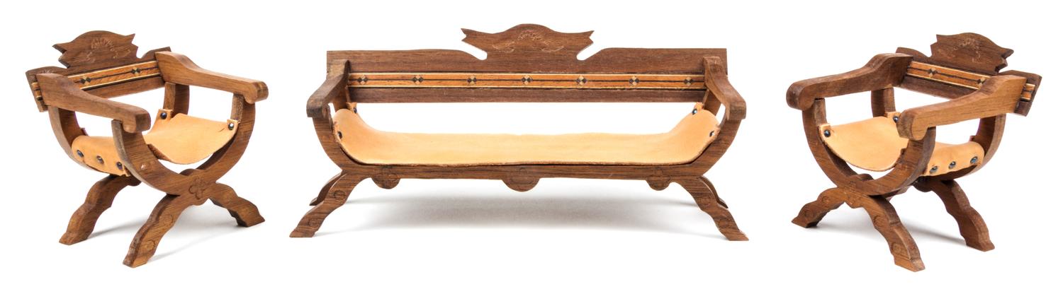 Three Southwestern Style Furniture Articles Width of bench 6 1/2 inches. — Joe and Kay Franek