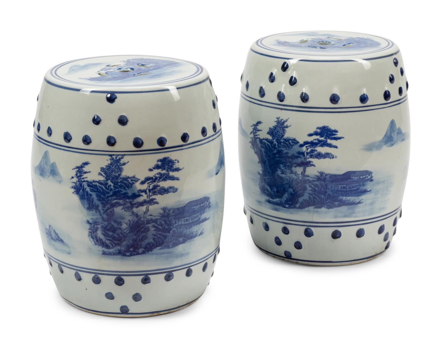 A Pair of Japanese Export Porcelain Garden Seats