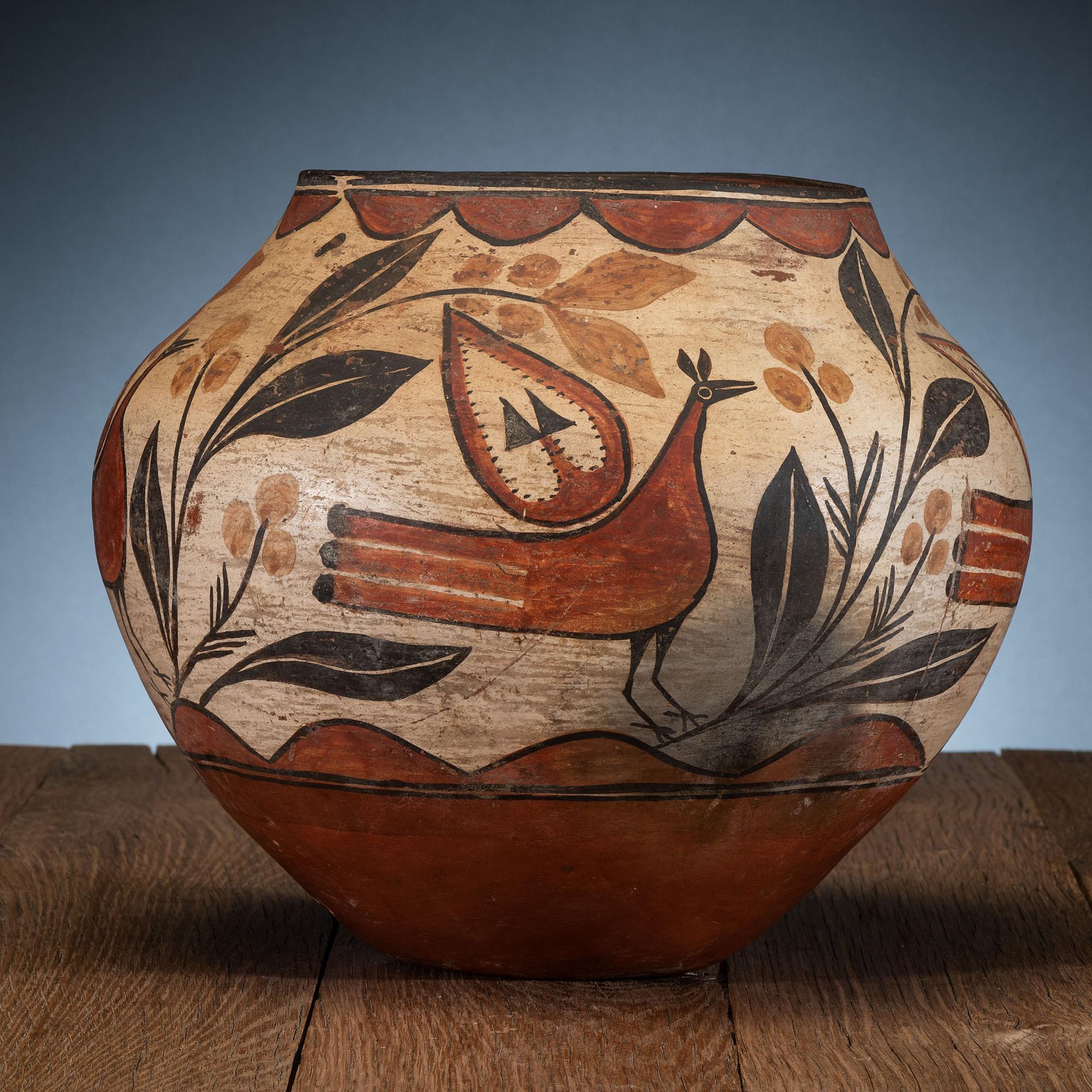 Zia Four-Color Polychrome Pottery Jar