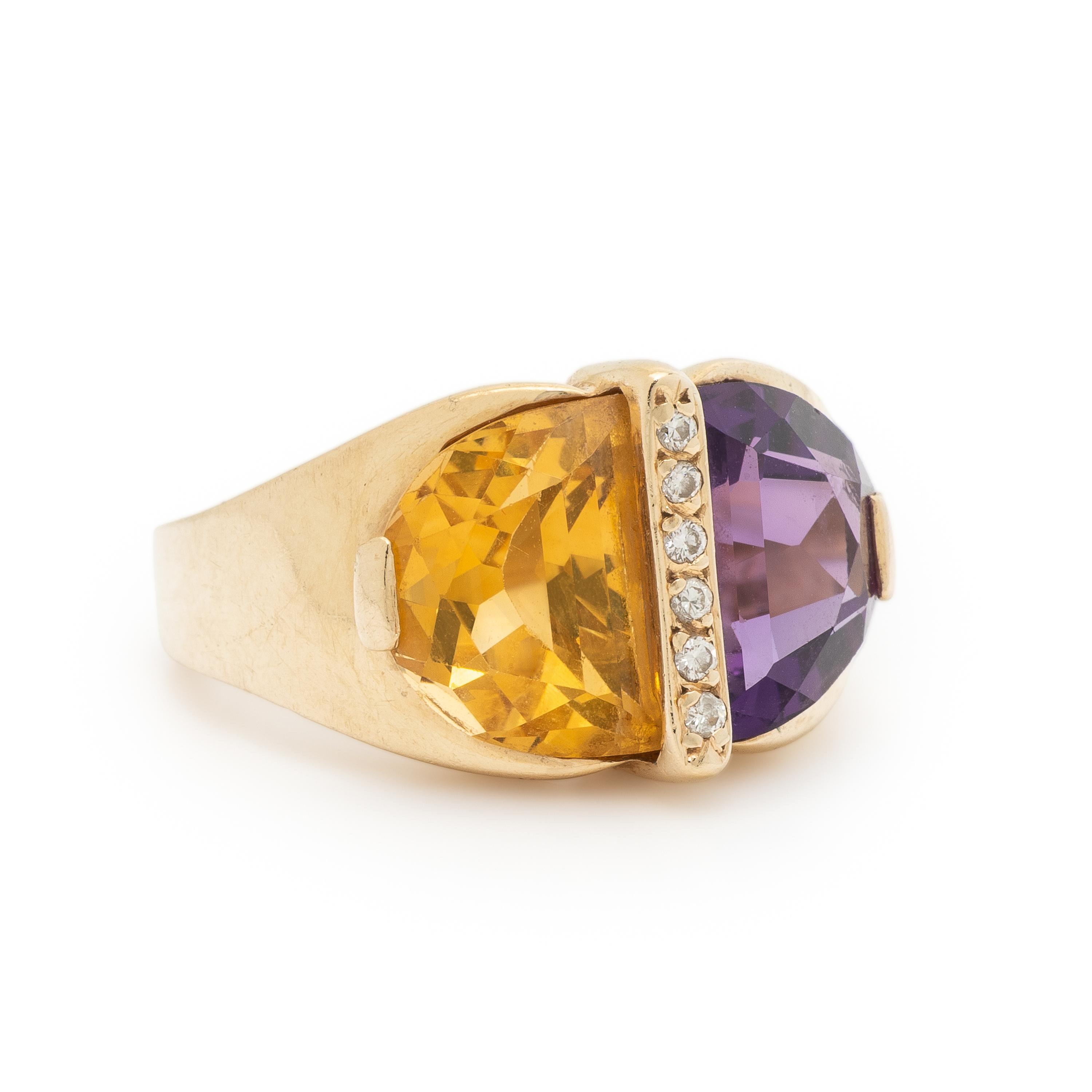 Amethyst, Citrine, and Diamond Ring