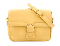 A Gucci Pale Yellow Leather Flap Handbag, 10" x 8" x 3"; Strap drop: 20".