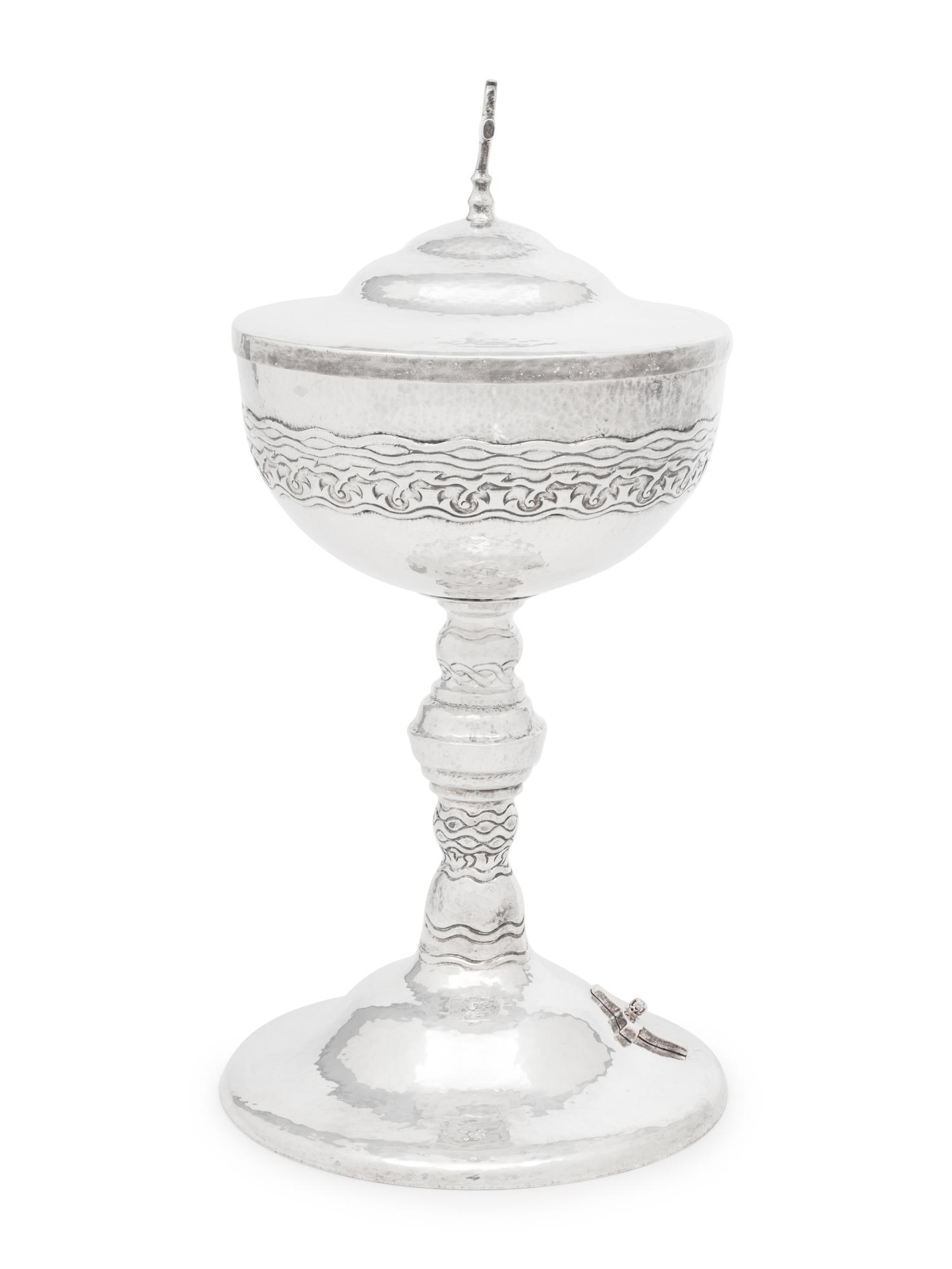 An American Silver, Parcel-Gilt and Diamond-Inset Covered Chalice