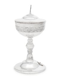 An American Silver, Parcel-Gilt and Diamond-Inset Covered Chalice