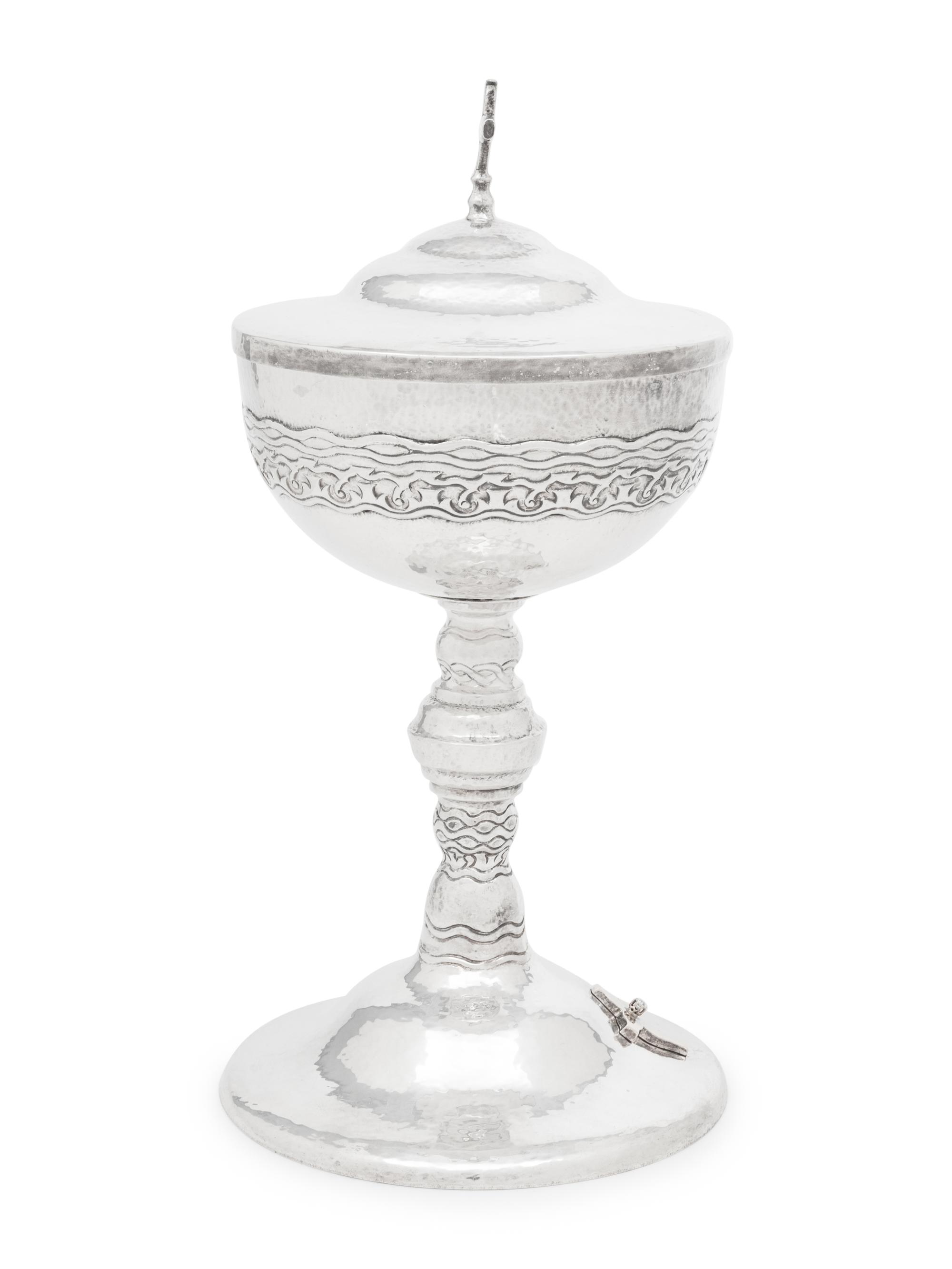 An American Silver, Parcel-Gilt and Diamond-Inset Covered Chalice